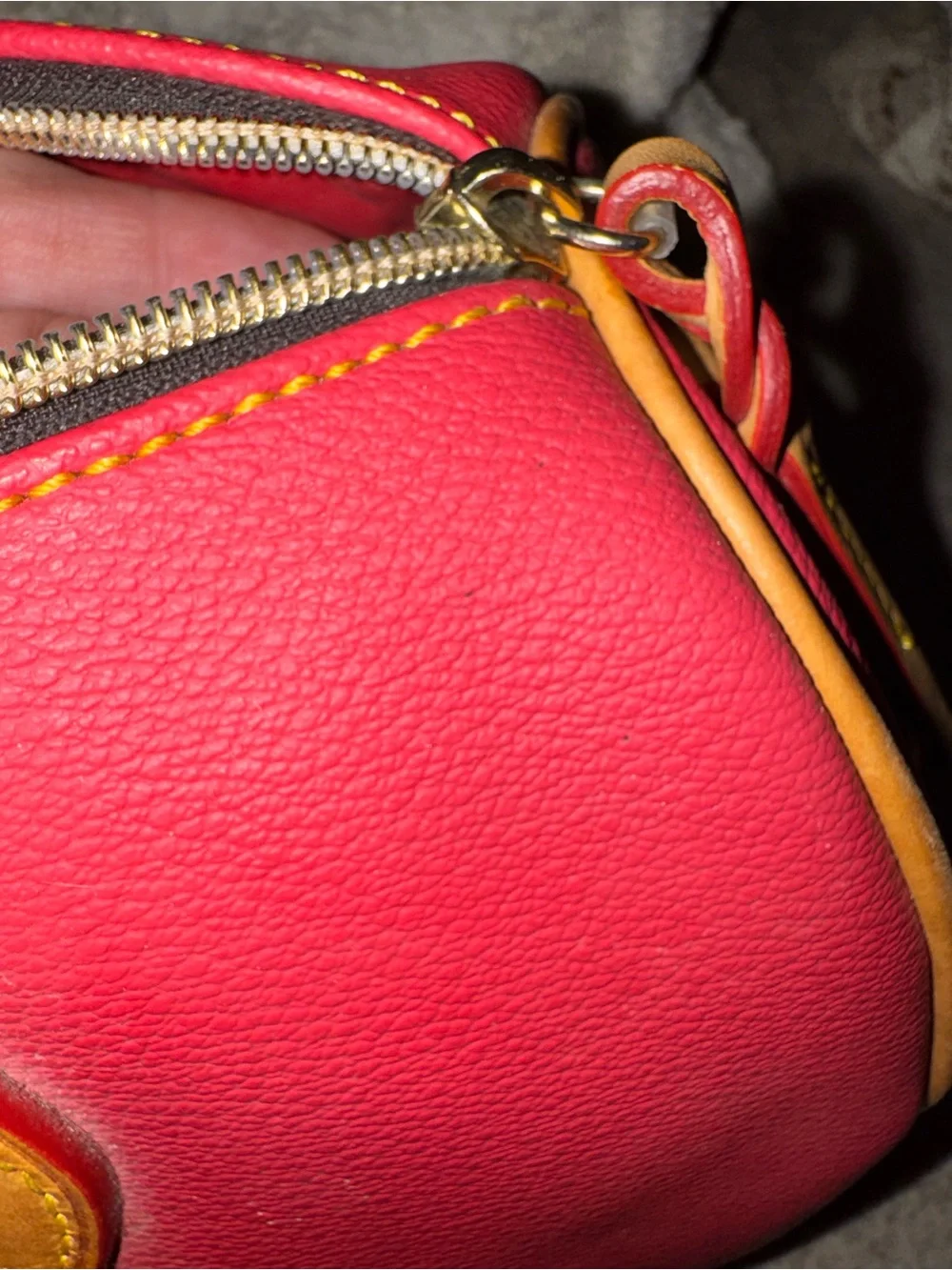 Dooney & Bourke pink leather Satchel with Tan Trim